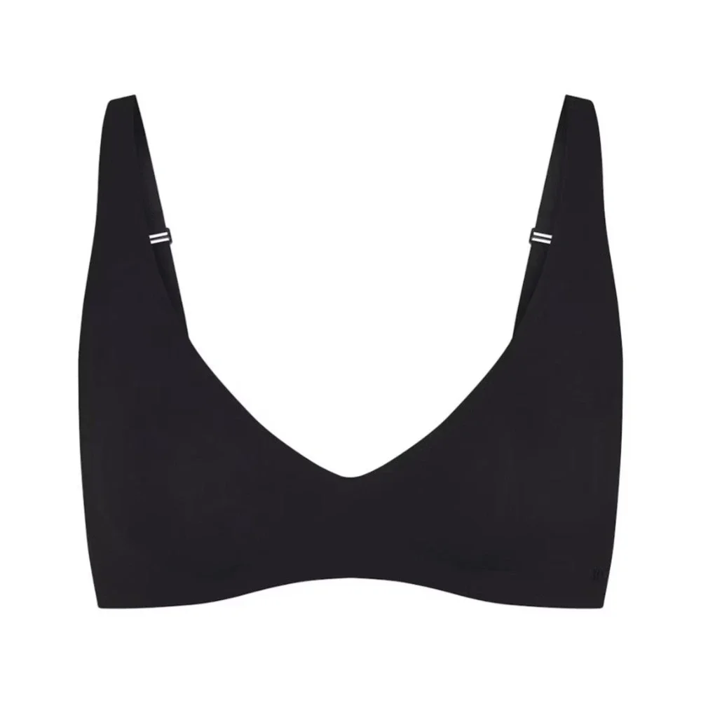 Skims Naked Plunge Bra BR-PLG-1865 Onyx Black Size Large Seamless Underwire-Free